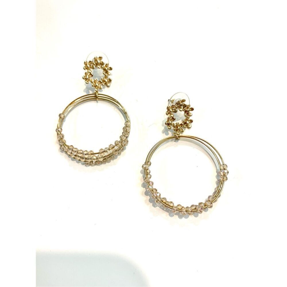 Gold Earrings with Crystals #ornate earrings #flowers